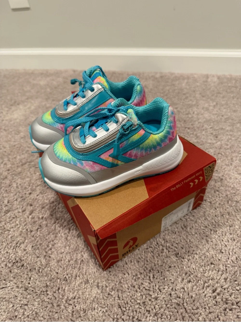 Kids Tie-Dye Sneakers with Teal Accents